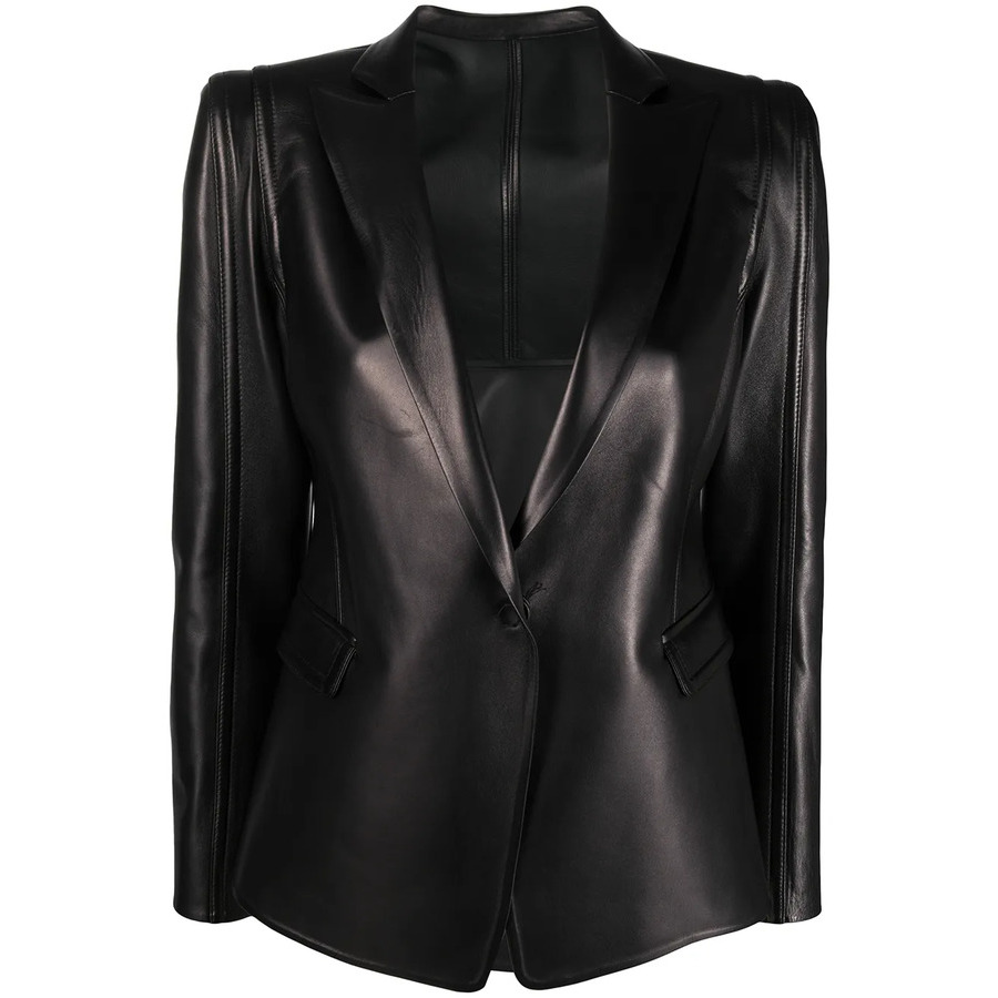 Valentino Garavani Single-Breasted Leather Blazer