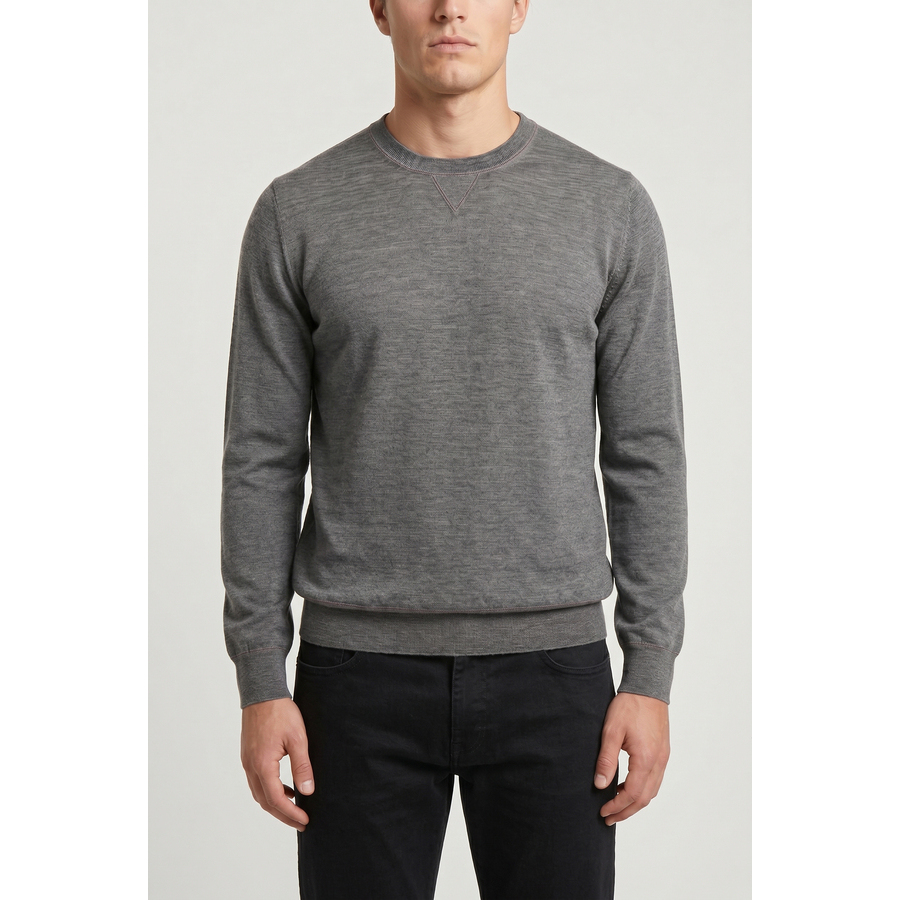 Brunello Cucinelli Grey Cashmere Silk Crewneck Sweater