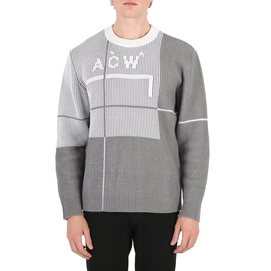 A Cold Wall Mid Grey Grid Knit Crewneck Jumper, Size Medium