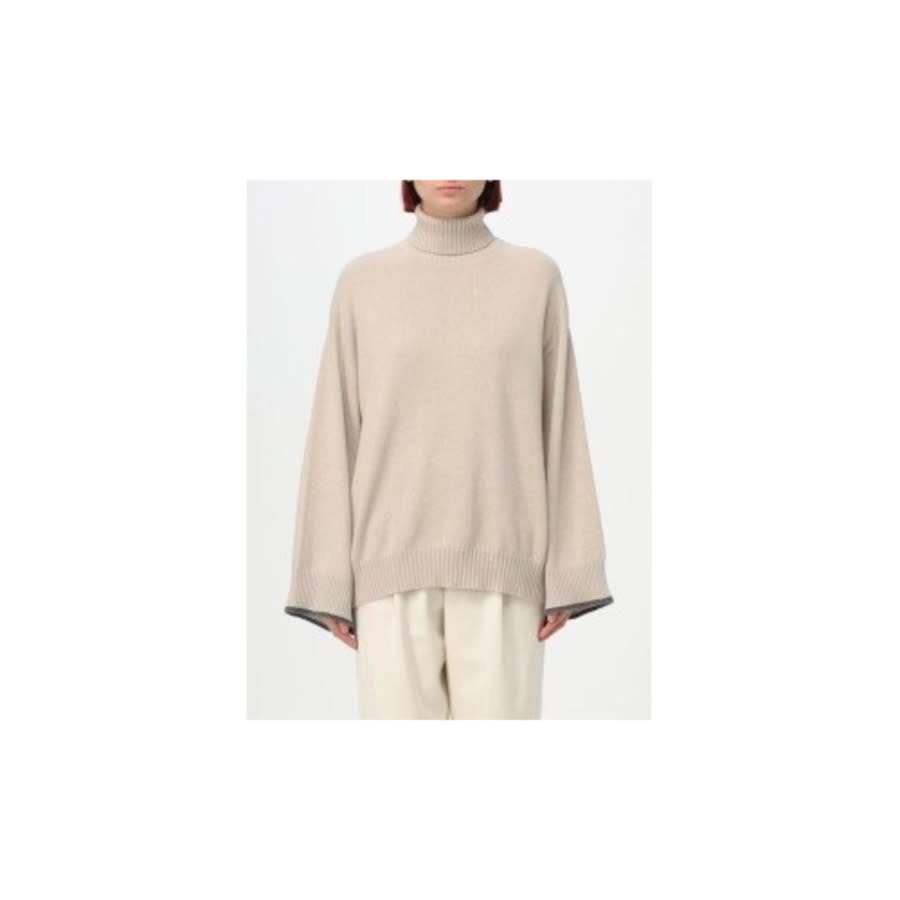Brunello Cucinelli Beige Turtleneck Oversized Sweater