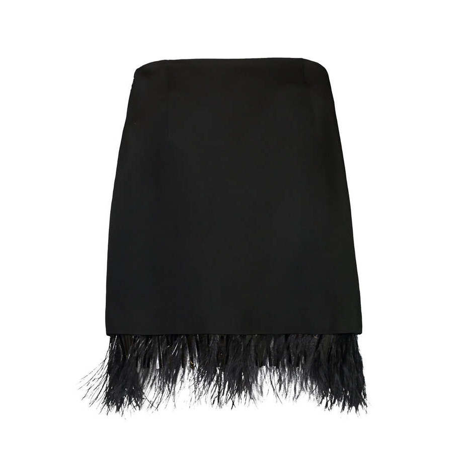 Brunello Cucinelli Black Skirt With Feather Trim