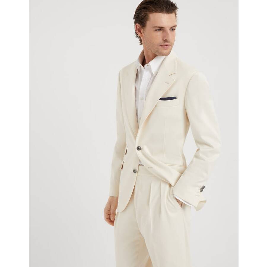 Brunello Cucinelli Off White Wool Cotton Blazer