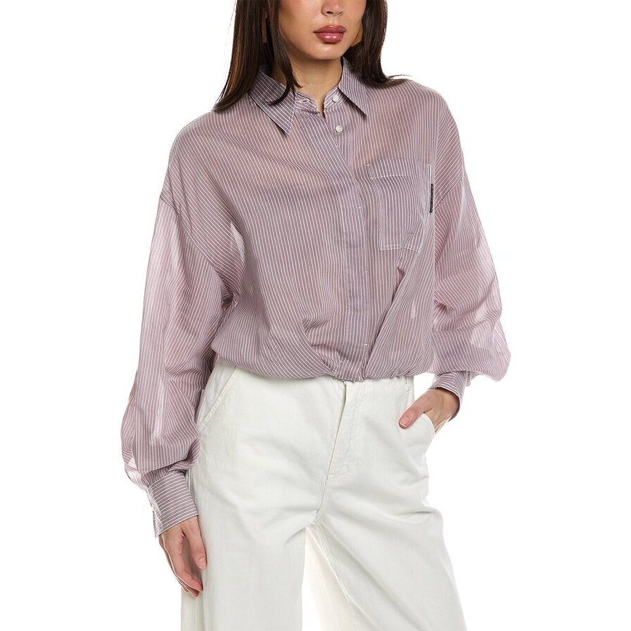 Brunello Cucinelli Wolight Purple Silk Cotton Shirt