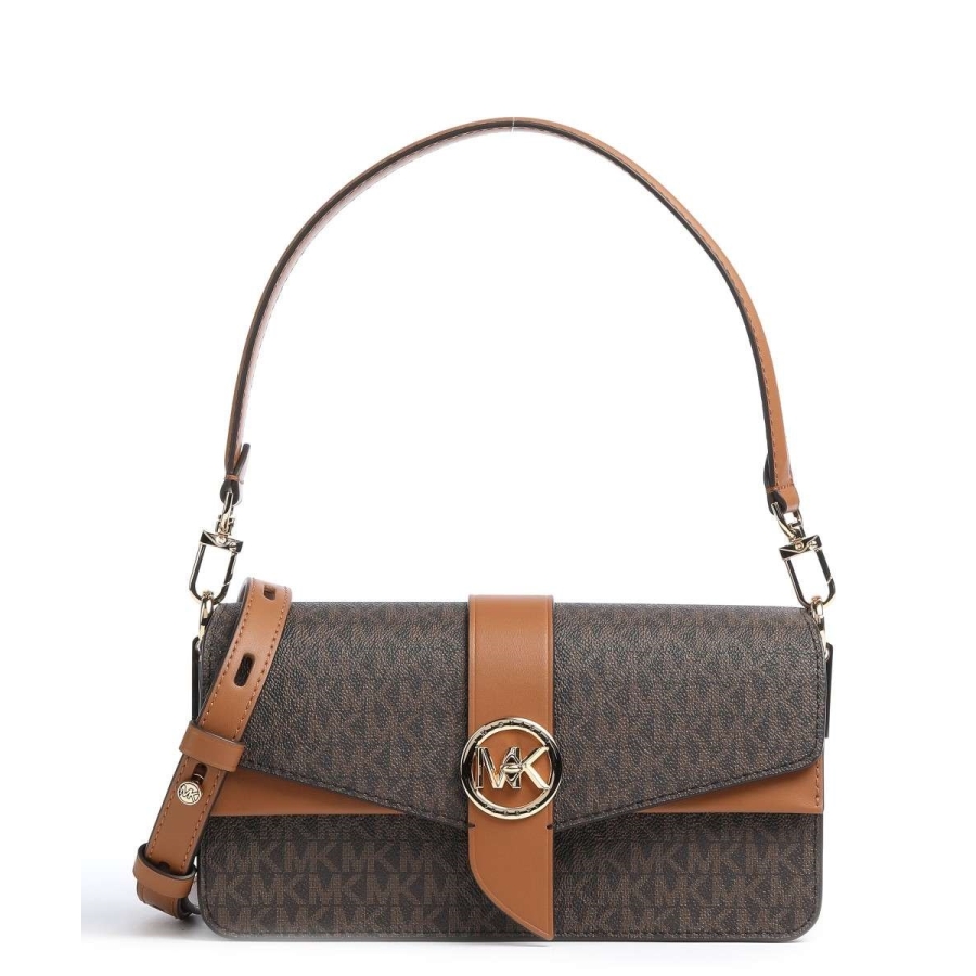 Michael Kors Brown/ Acron Ladies Greenwich Medium Logo Shoulder Bag