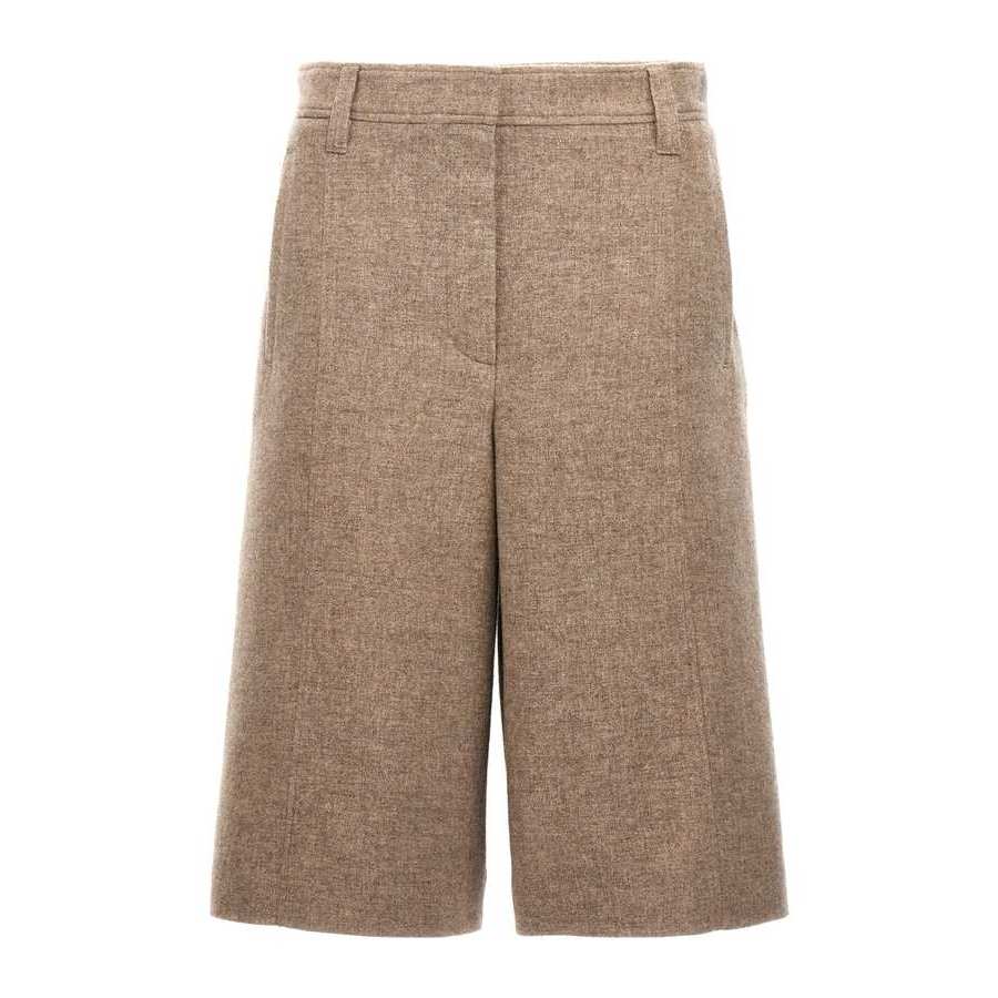 Brunello Cucinelli Sand Wool Tailored Bermuda Shorts