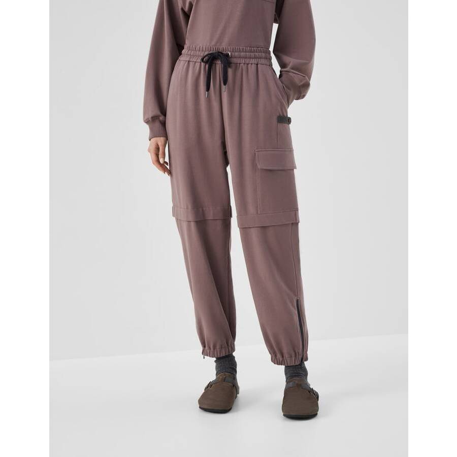 Brunello Cucinelli Womens Fig Cotton Cargo Jogger Trousers
