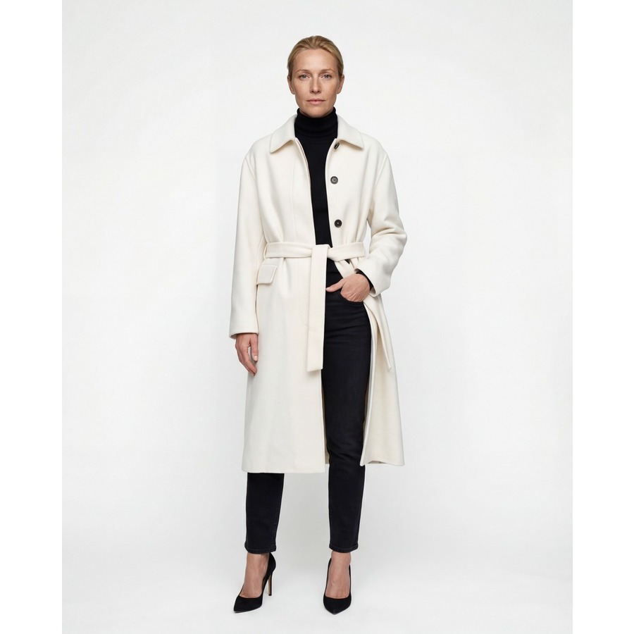 Brunello Cucinelli Wooff White Cashmere Belted Jacket