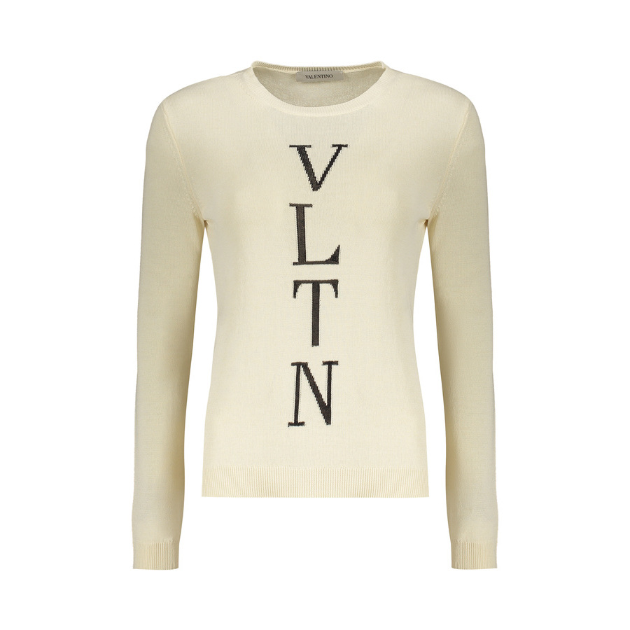 Valentino Womens Off White Cotton Sweater
