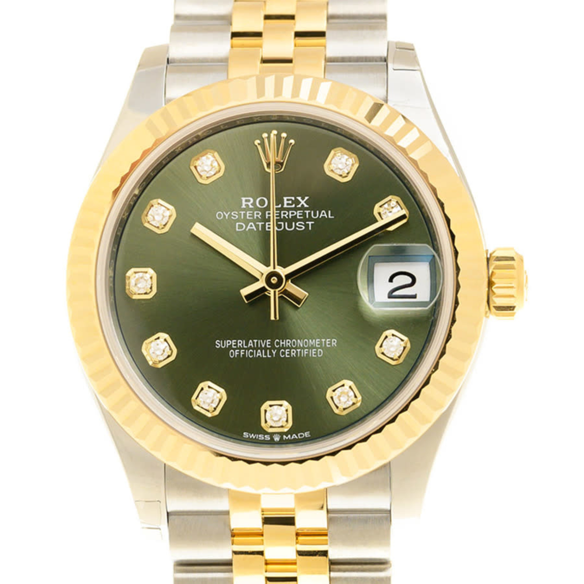 Rolex Datejust 31 Ladies Watch with Green Dial and Diamonds