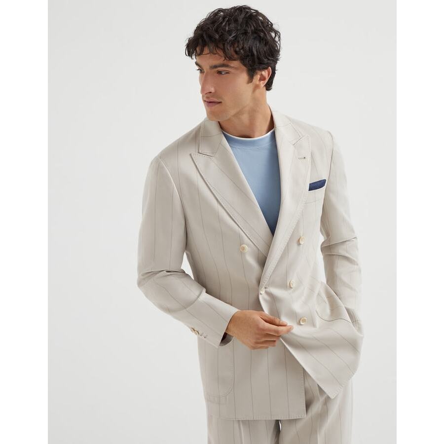 Brunello Cucinelli Men's Ice Double Breasted Silk Blazer