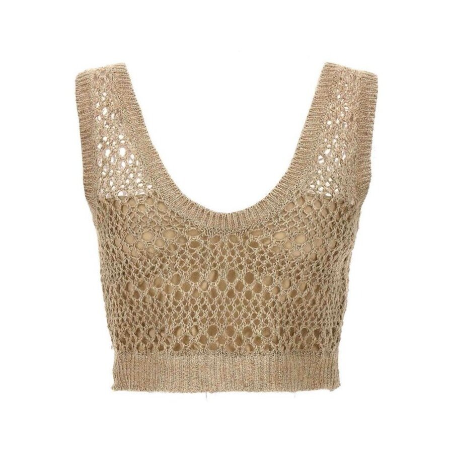 Brunello Cucinelli Wobeige Linen Silk Knit Top