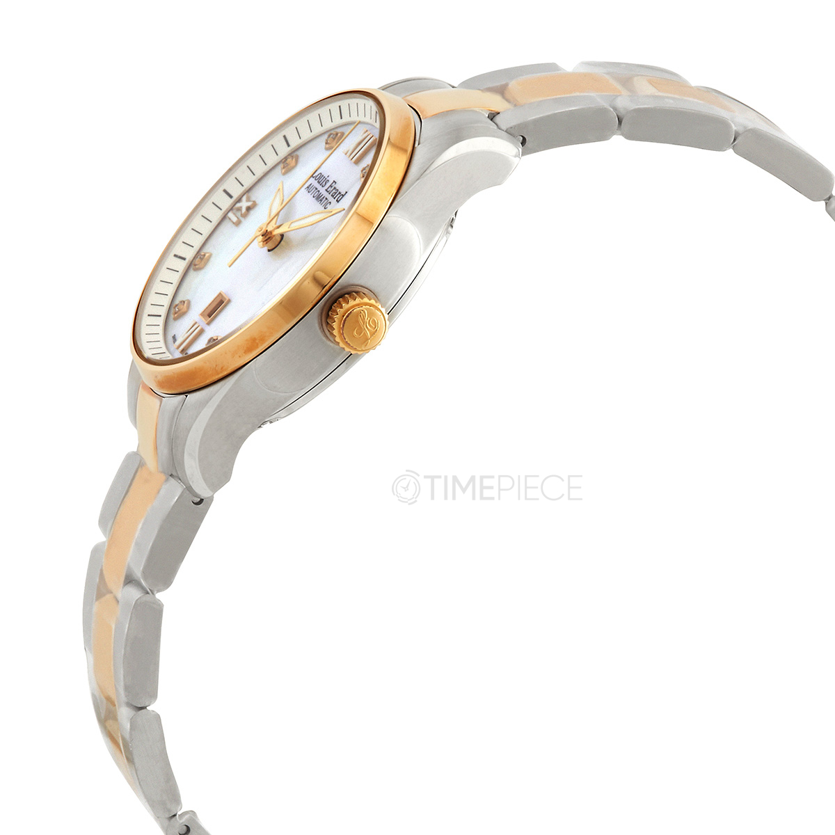 Louis Erard Heritage Automatic Diamond White Dial Ladies Watch 20100AB34BMA20, Automatic Movement, Stainless Steel and 18kt Yellow Gold Strap, 30 mm