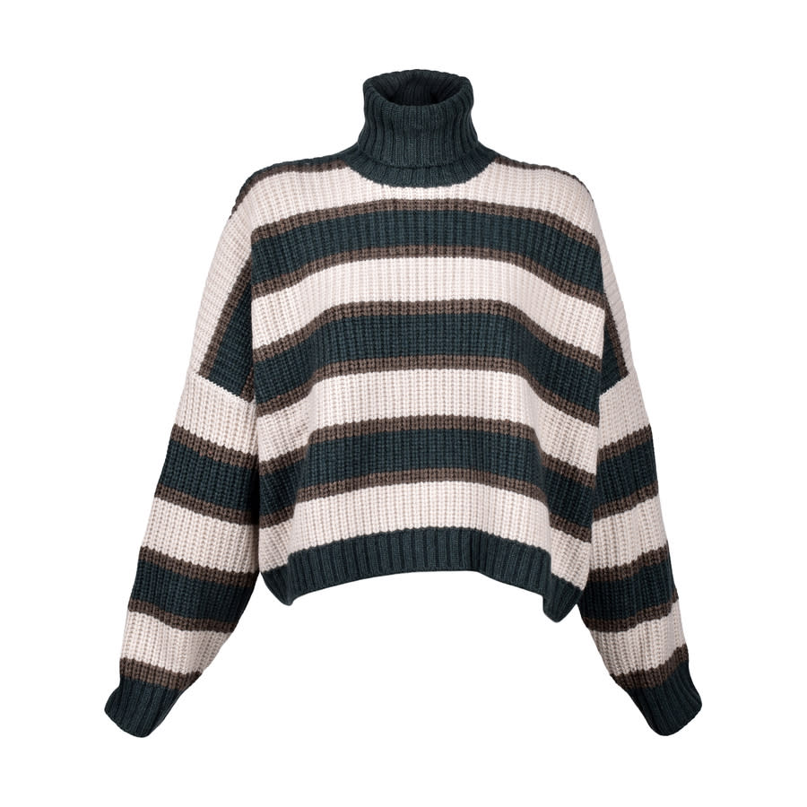 Brunello Cucinelli Women's Striped Cashmere Knit Turtleneck Sweater