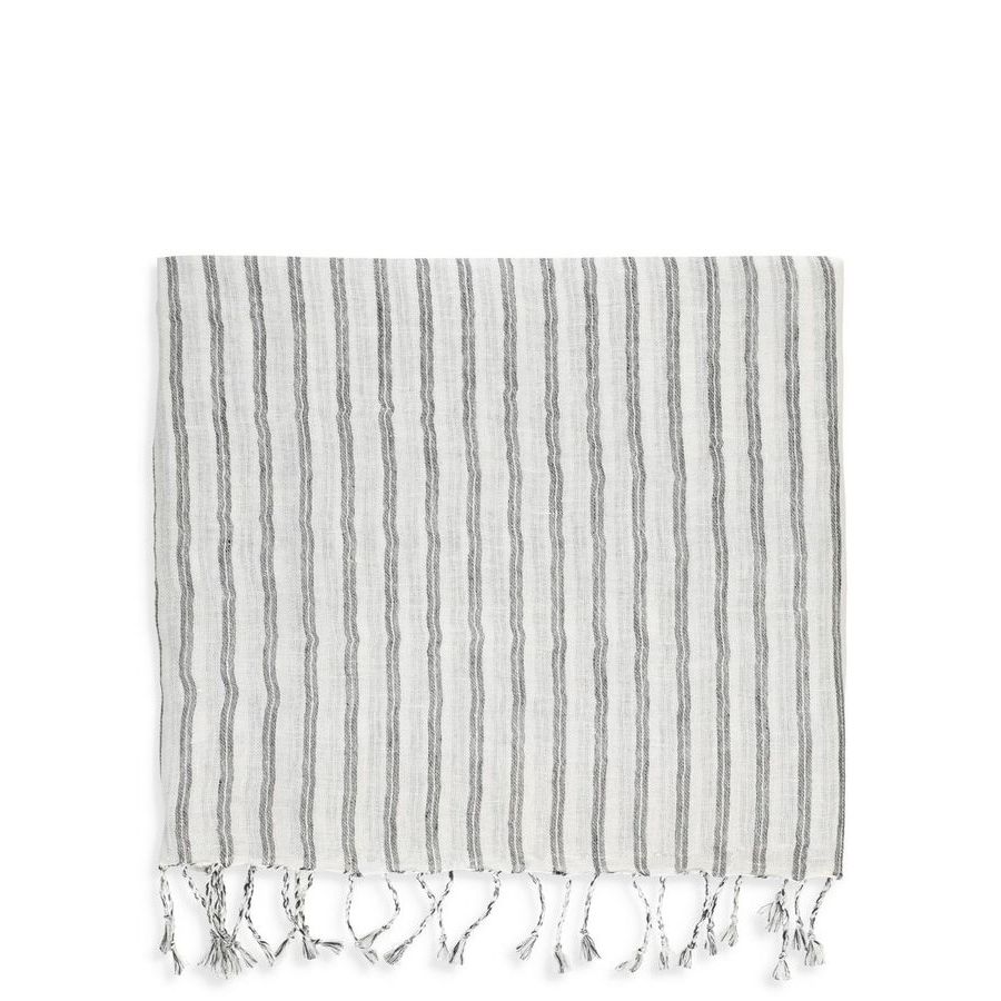 Brunello Cucinelli Women's White Striped Linen Scarf