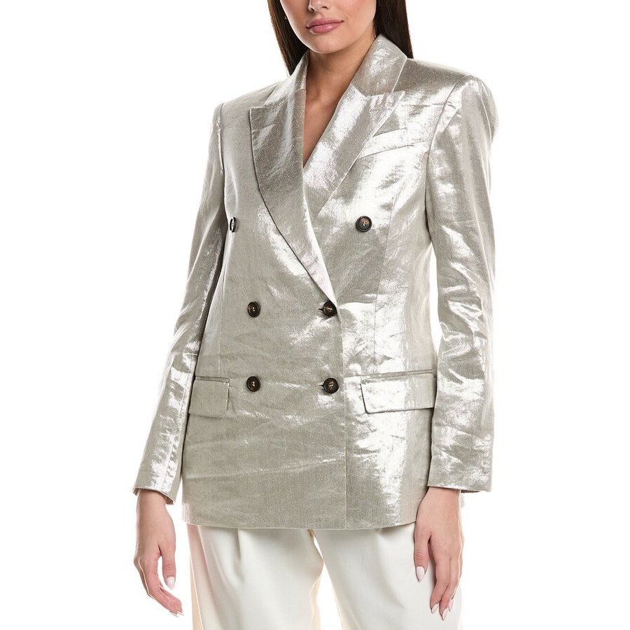 Brunello Cucinelli Wolight Silver Linen Blazer
