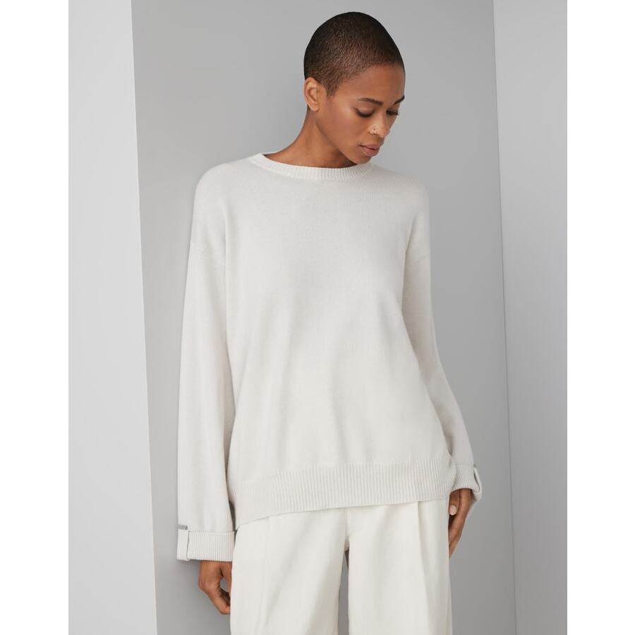 Brunello Cucinelli White Wool Relaxed Sweater