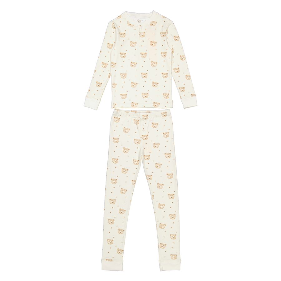 Marie Chantal Kids Cream Bear Print Organic Cotton Pyjama