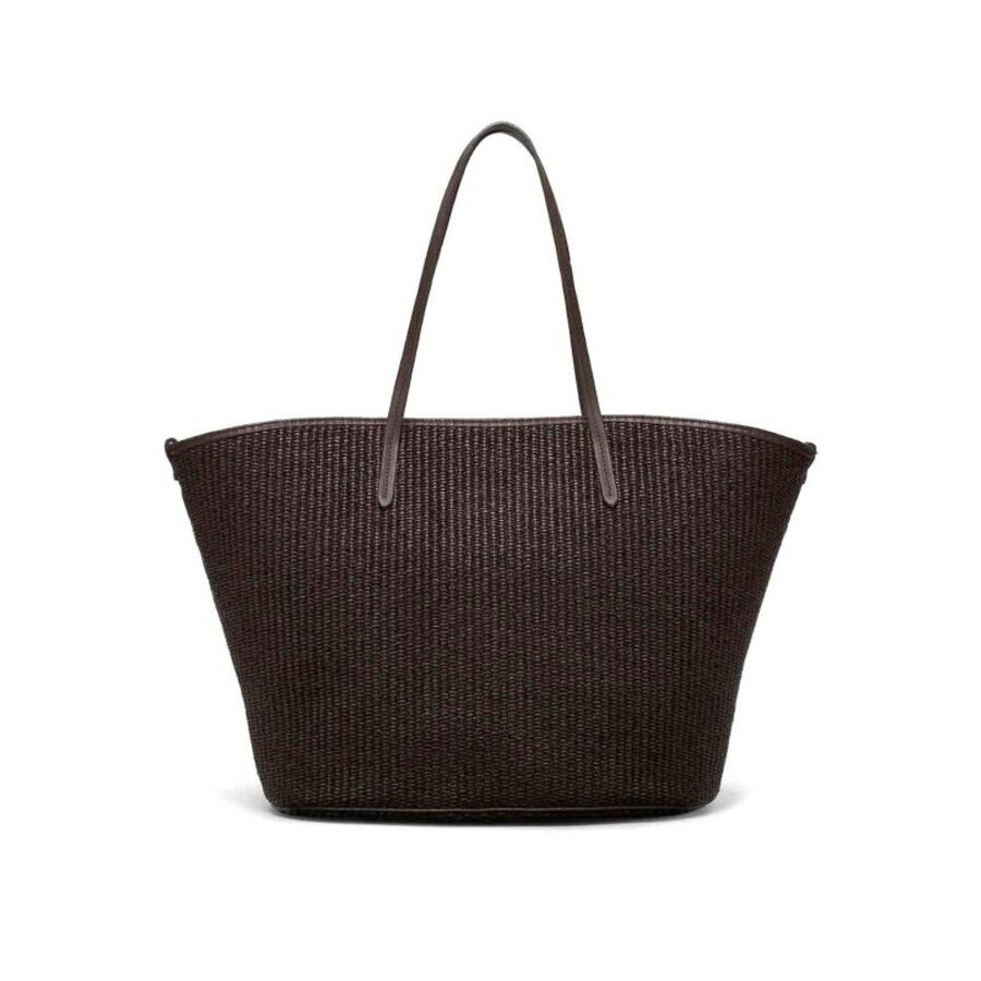 Brunello Cucinelli Womens Dark Brown Woven Tote Bag