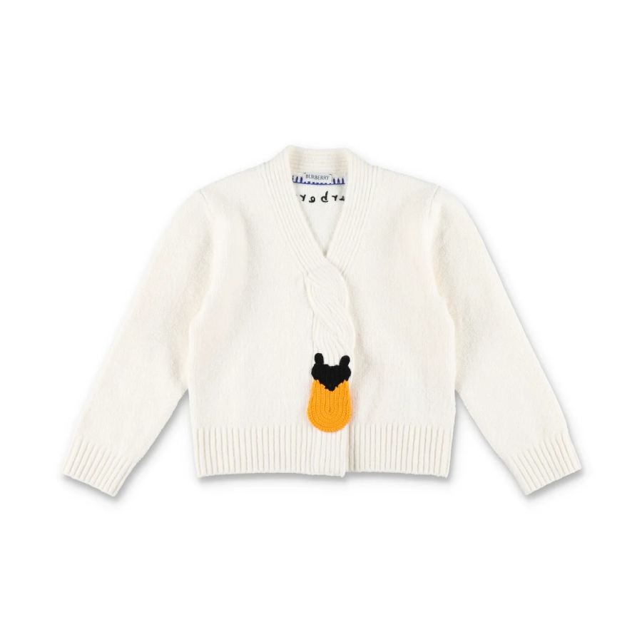 Burberry Kids Swan Chunky-Knit Wool-Blend Cardigan