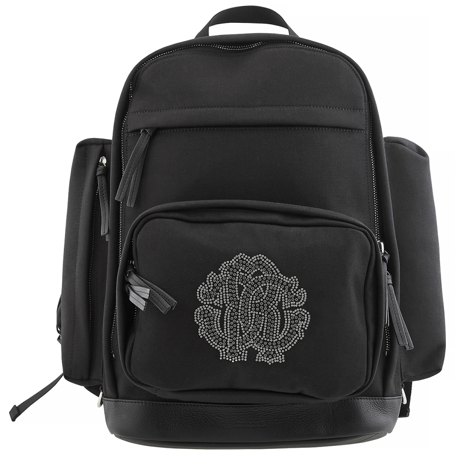 Roberto Cavalli Black Fabric Cargo Backpack