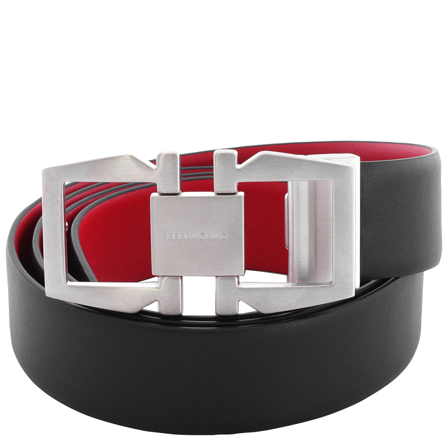 Ferragamo Gancini Buckle Debossed Logo Leather Belt