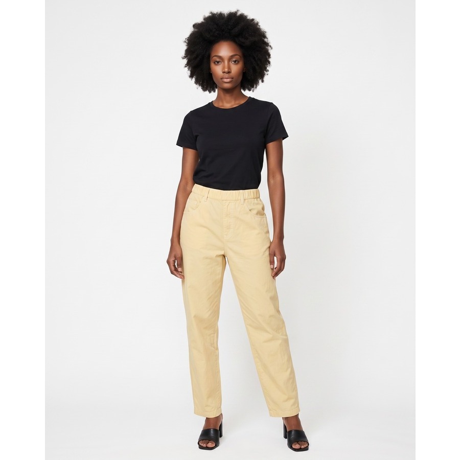 Brunello Cucinelli Women's Light Yellow Cotton Trousers
