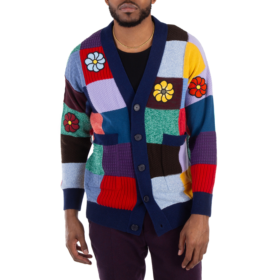 Moncler Patchwork-Design Crochet Cardigan