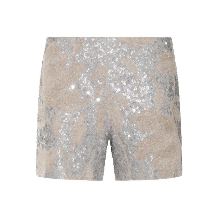 Brunello Cucinelli Silver Embellished Linen Shorts