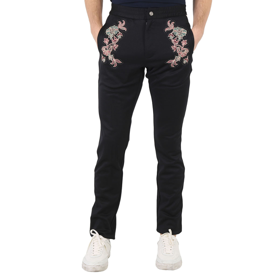 Roberto Cavalli Black Embroidered Trousers