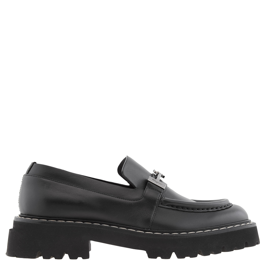 Salvatore Ferragamo Mens Naval Gancini Ornament Moccasin In Black