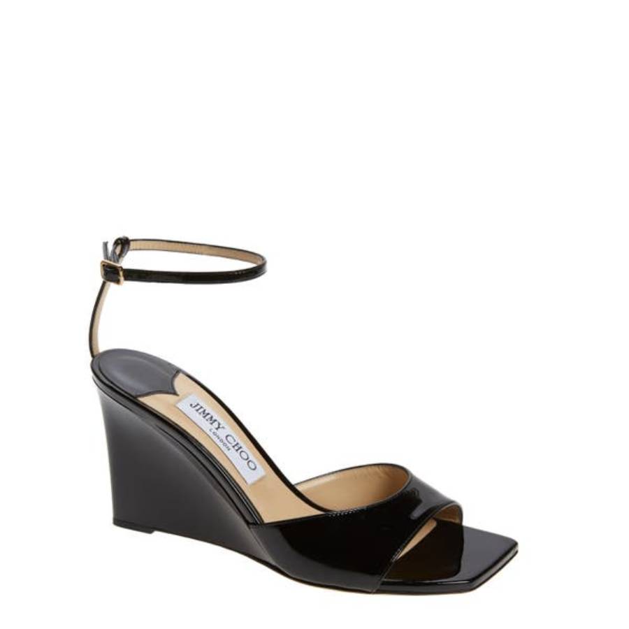 Jimmy Choo Womens Brien 85mm Black Wedge Sandals