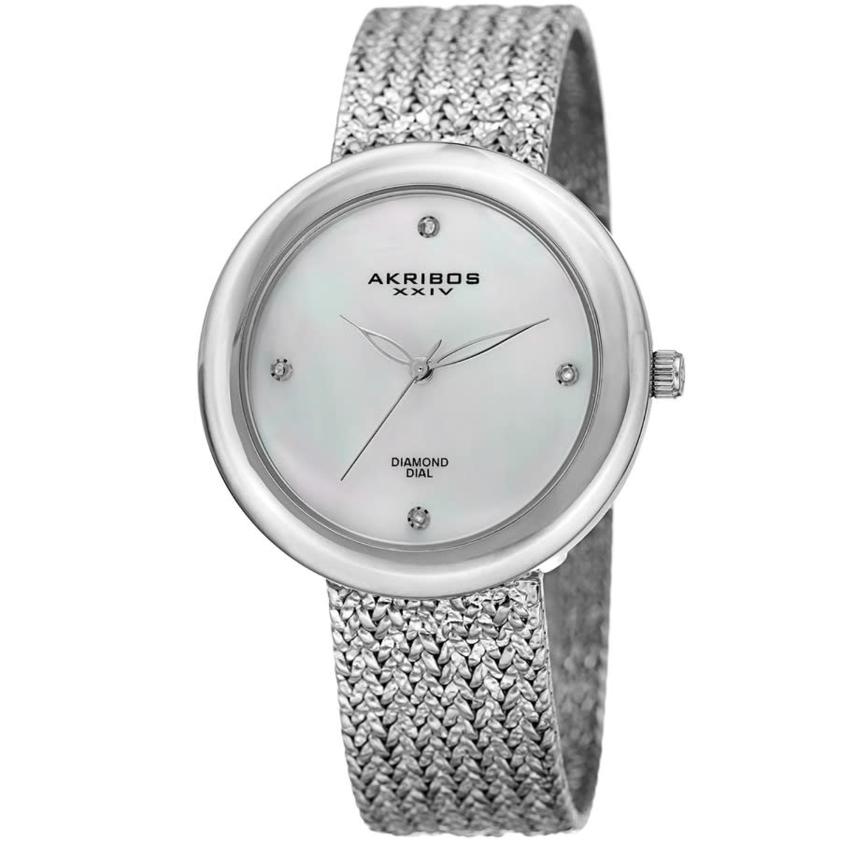 Akribos XXIV Womens Dress Quartz Diamond White Dial Ladies Watch