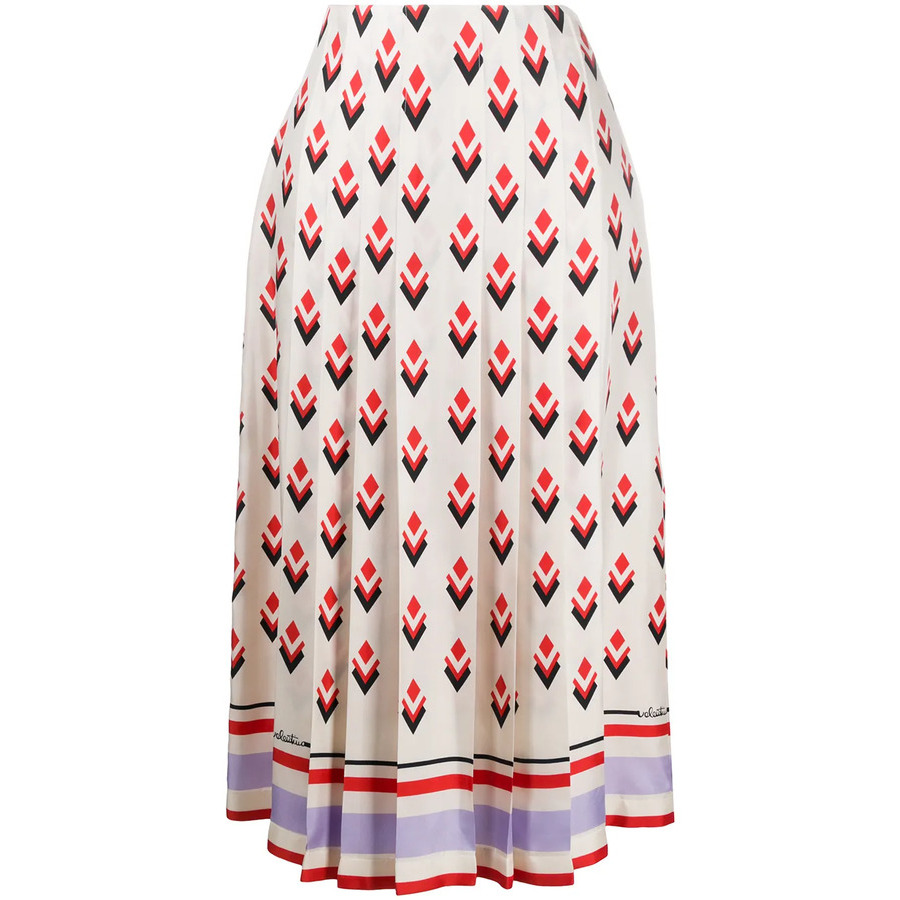 Valentino Garavani Pleated Graphic-Print Skirt