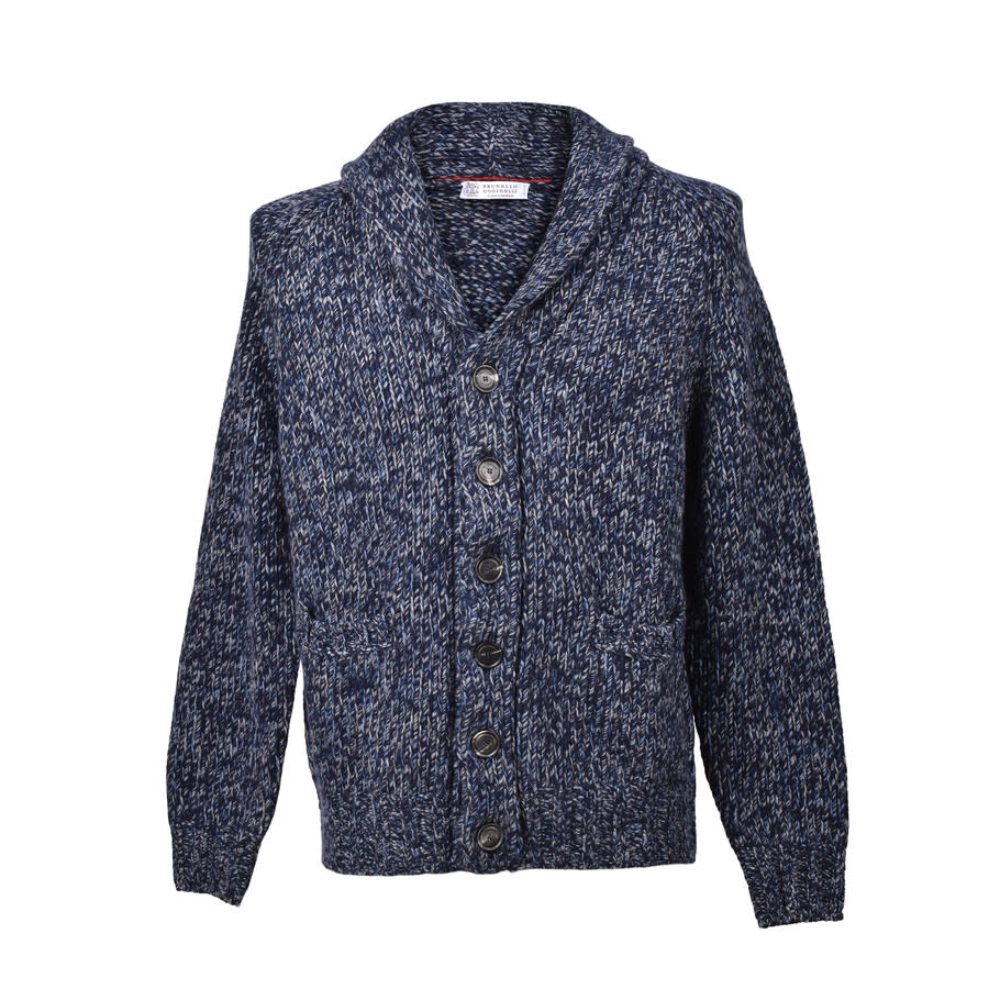Brunello Cucinelli Blue Cashmere Blend Knit Cardigan