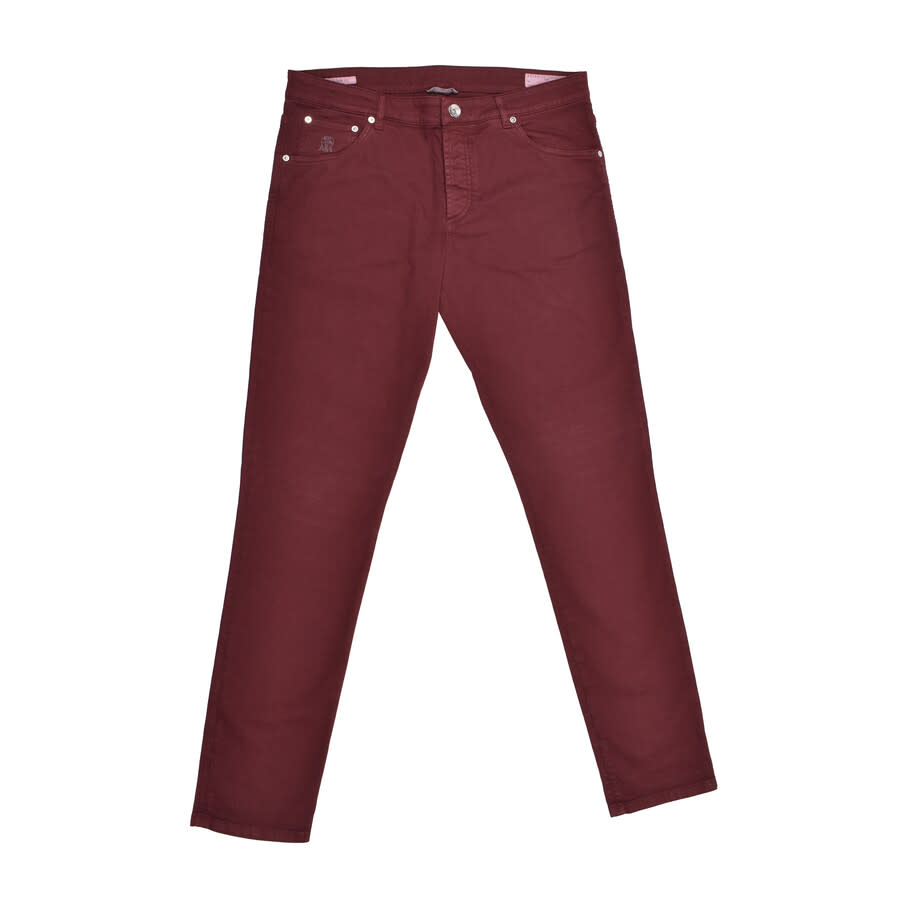 Brunello Cucinelli Mens Purple Skinny Cotton Stretch Trousers