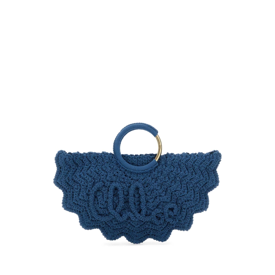 Chloe Cerulean Blue Fabric Small Bracelet Paravent Handbag 1170$