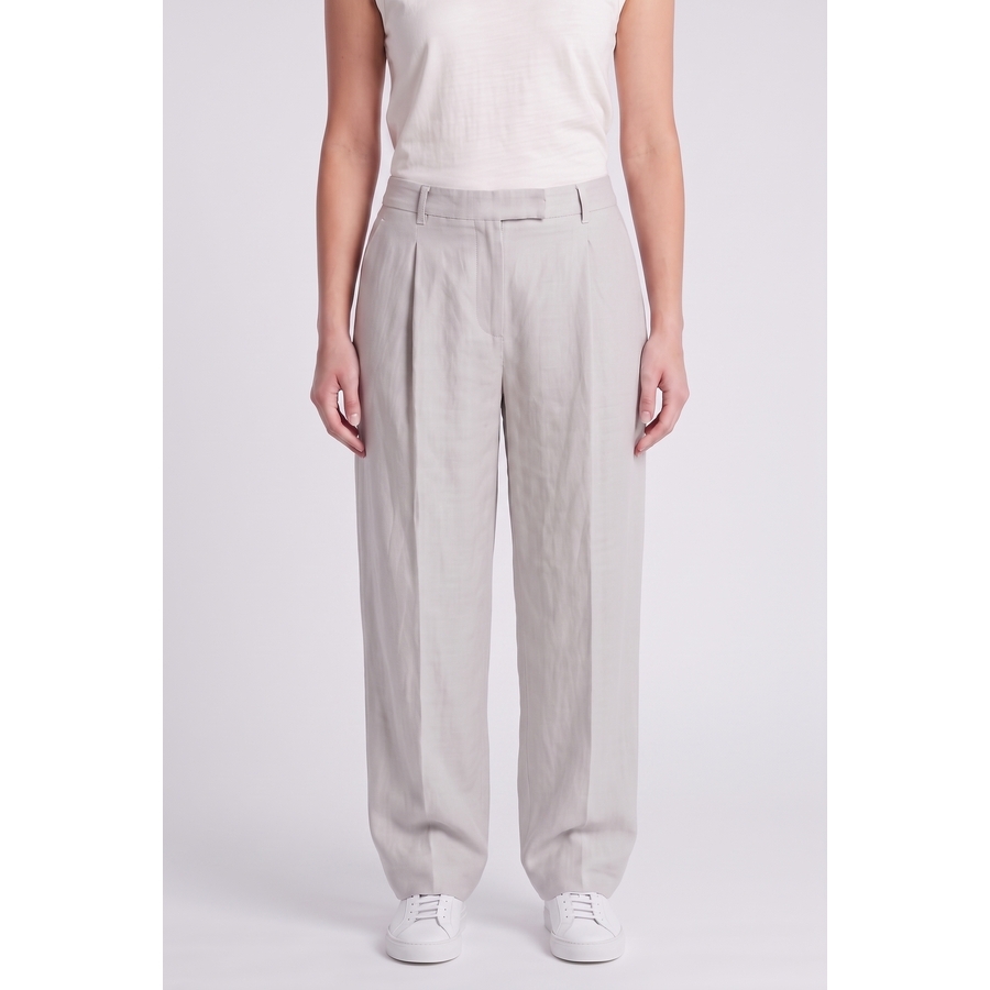 Brunello Cucinelli Women's Light Grey Linen Trousers