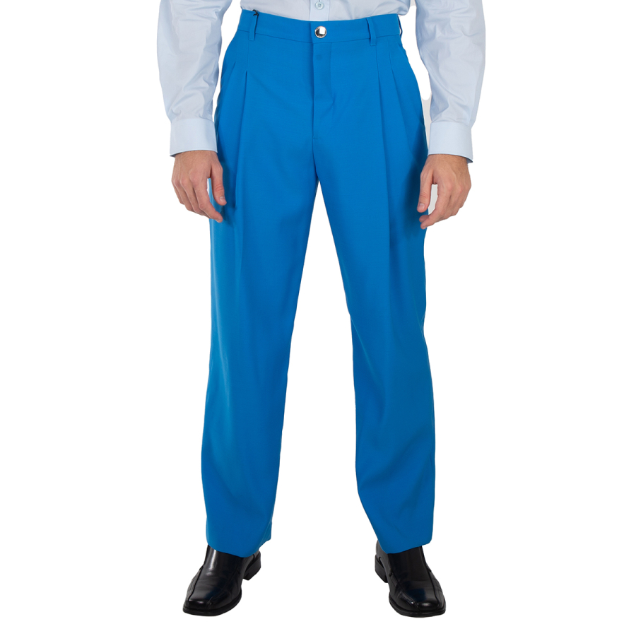 Burberry Mens Vivid Blue Wool Tailored Trousers