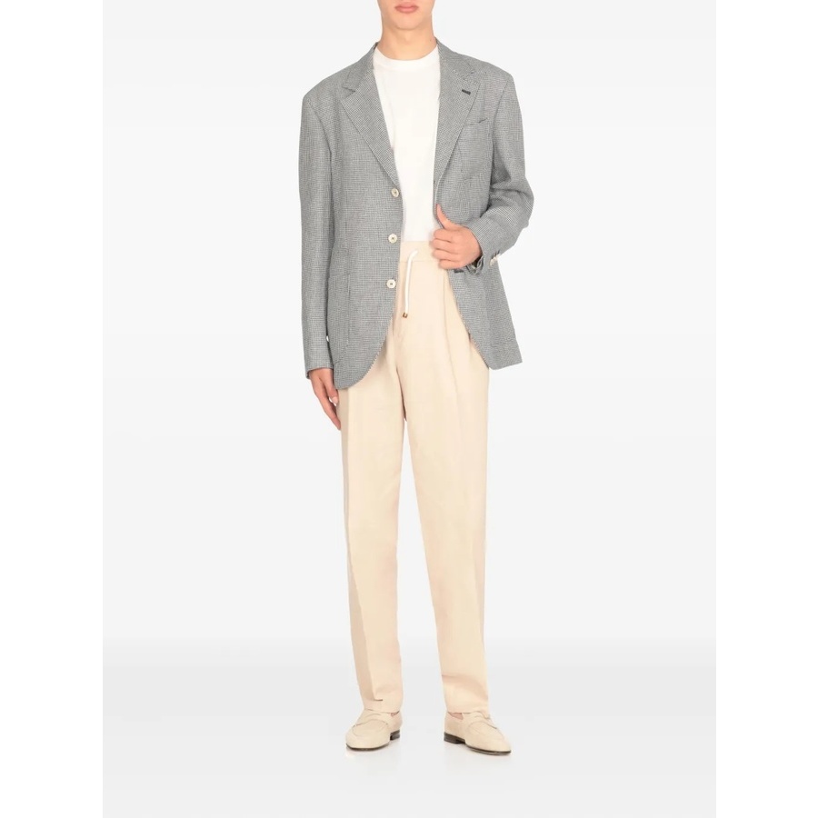 Brunello Cucinelli Gray Checkered Deconstructed Blazer