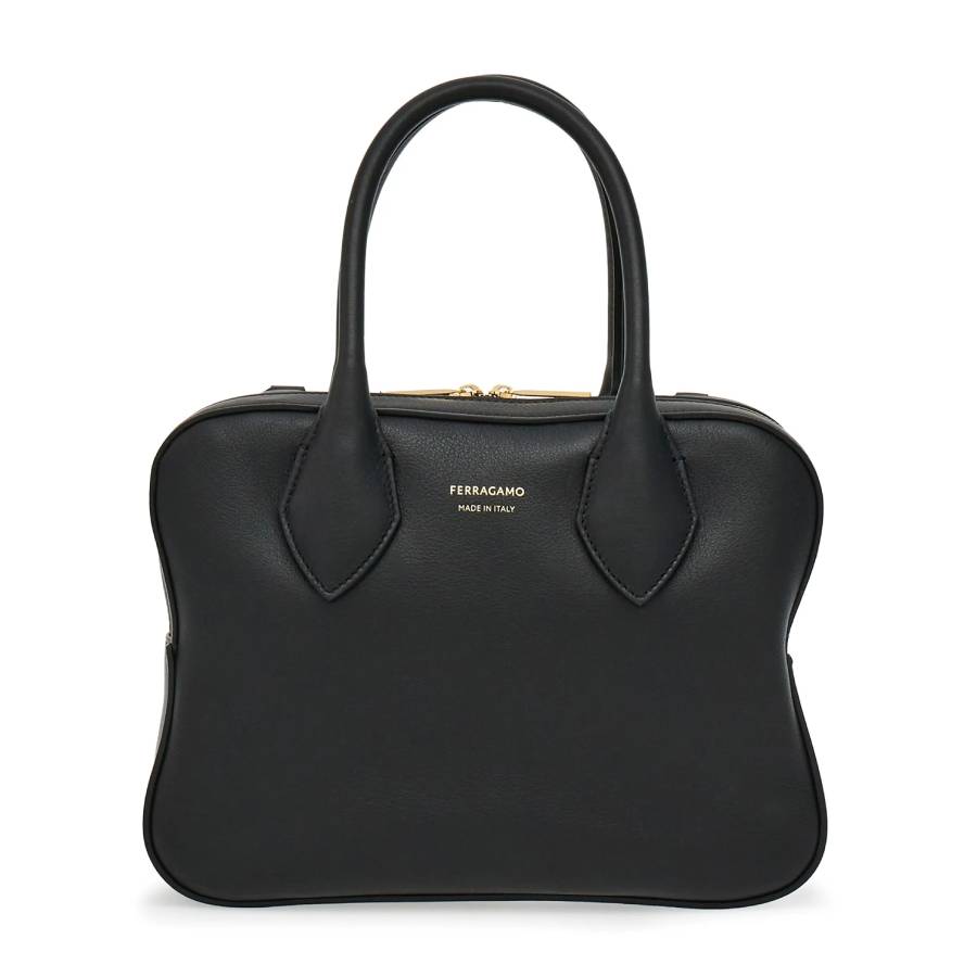 Ferragamo Black Star Leather Top-Handle Bag