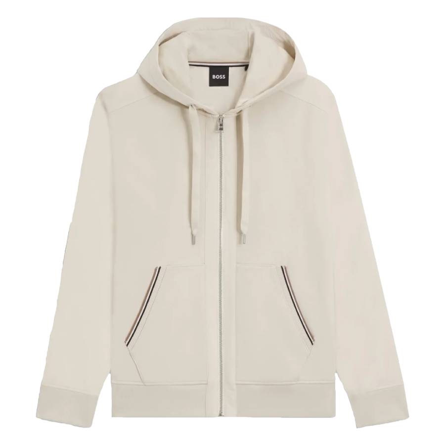 Hugo Boss Cotton-Terry Zip-Up Hoodie With Signature-Stripe Trims