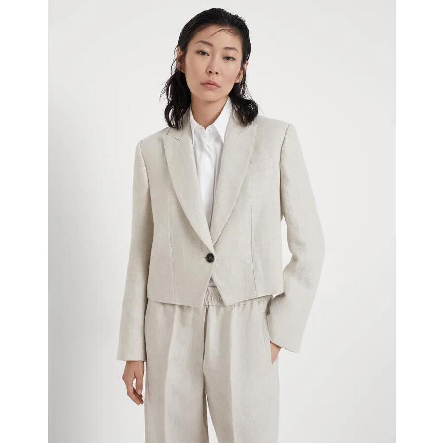 Brunello Cucinelli Wolight Beige Linen Blazer