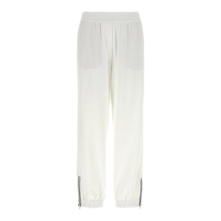 Brunello Cucinelli Off White Athletic Trousers With Zippers