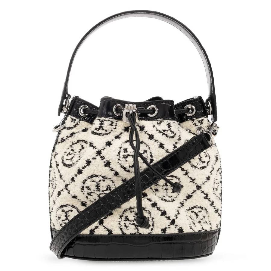 Tory Burch Boucle Monogram Drawstring Bucket Bag