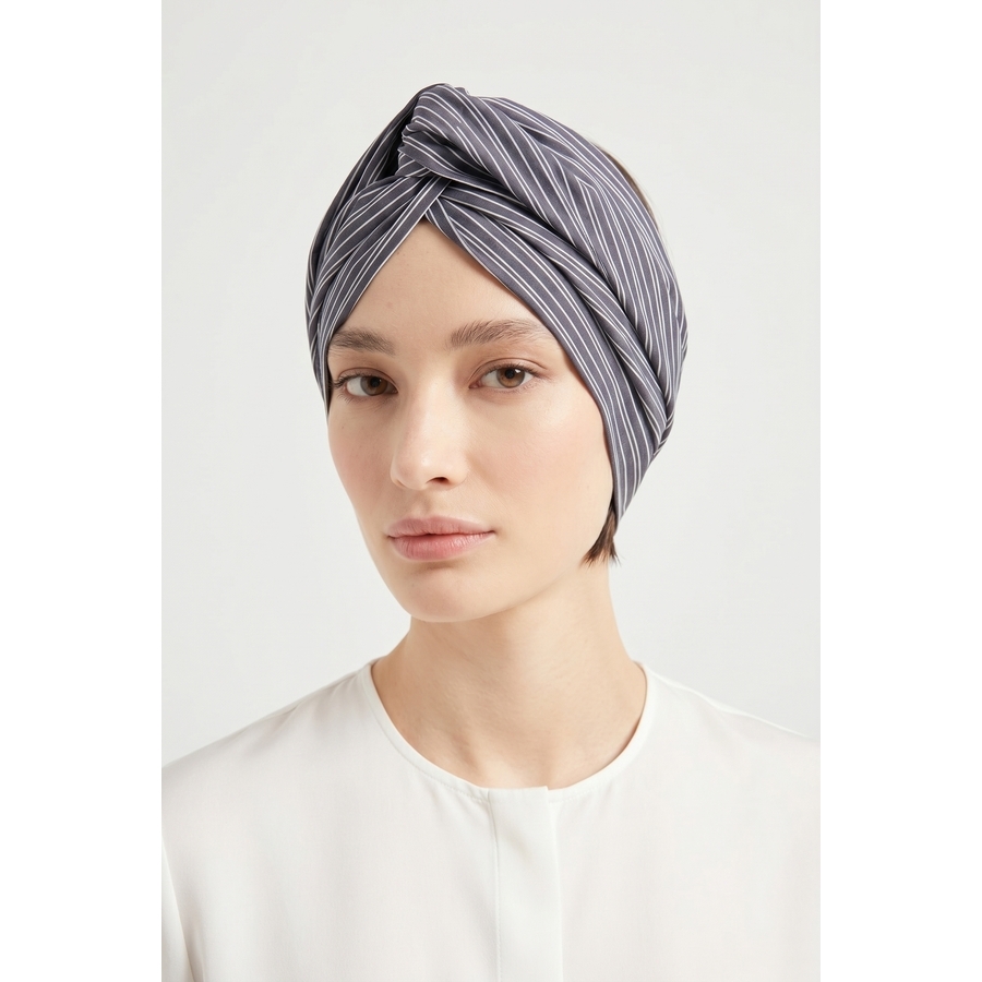 Brunello Cucinelli Dark Grey Striped Cotton Scarf, Brand Size OS (US Size OS)