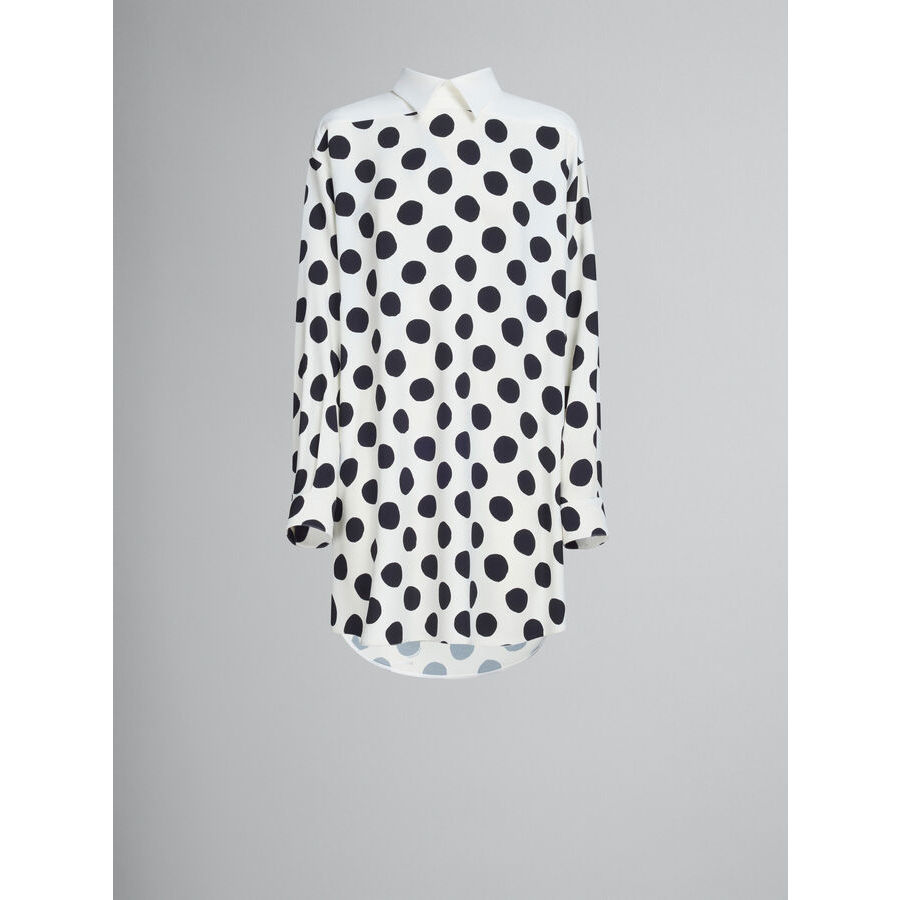 Marni Women's White Polka Dot Shirt Dress
