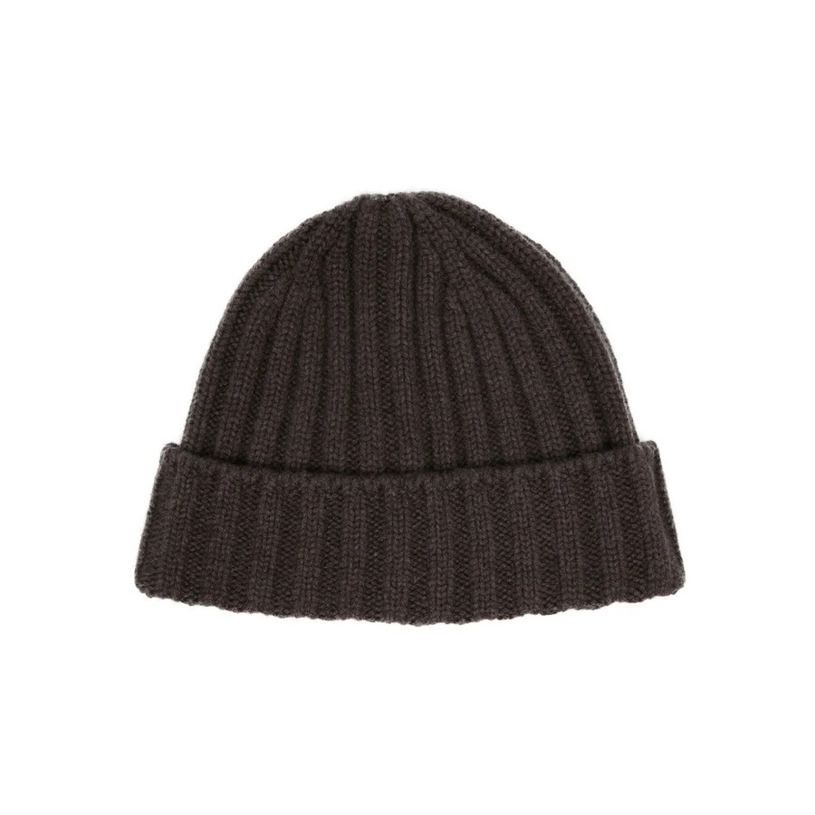 Brunello Cucinelli Mens Dark Brown Wool Knit Hat
