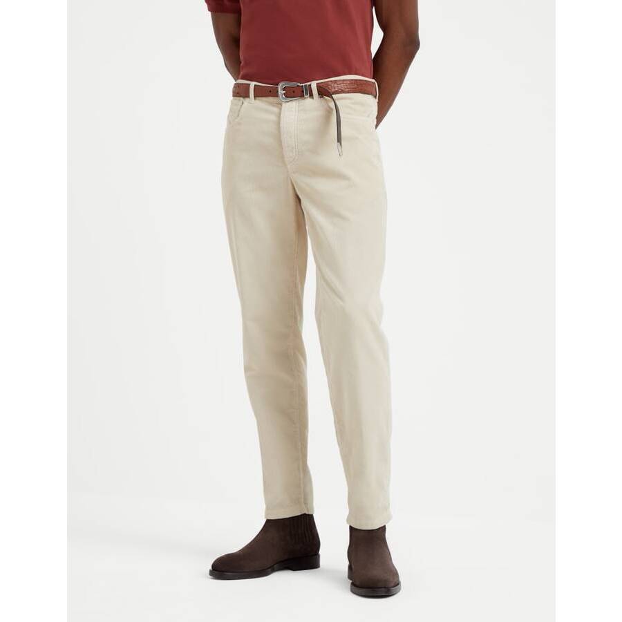 Brunello Cucinelli Men's Flax Seeds Cotton Straight Leg Trousers
