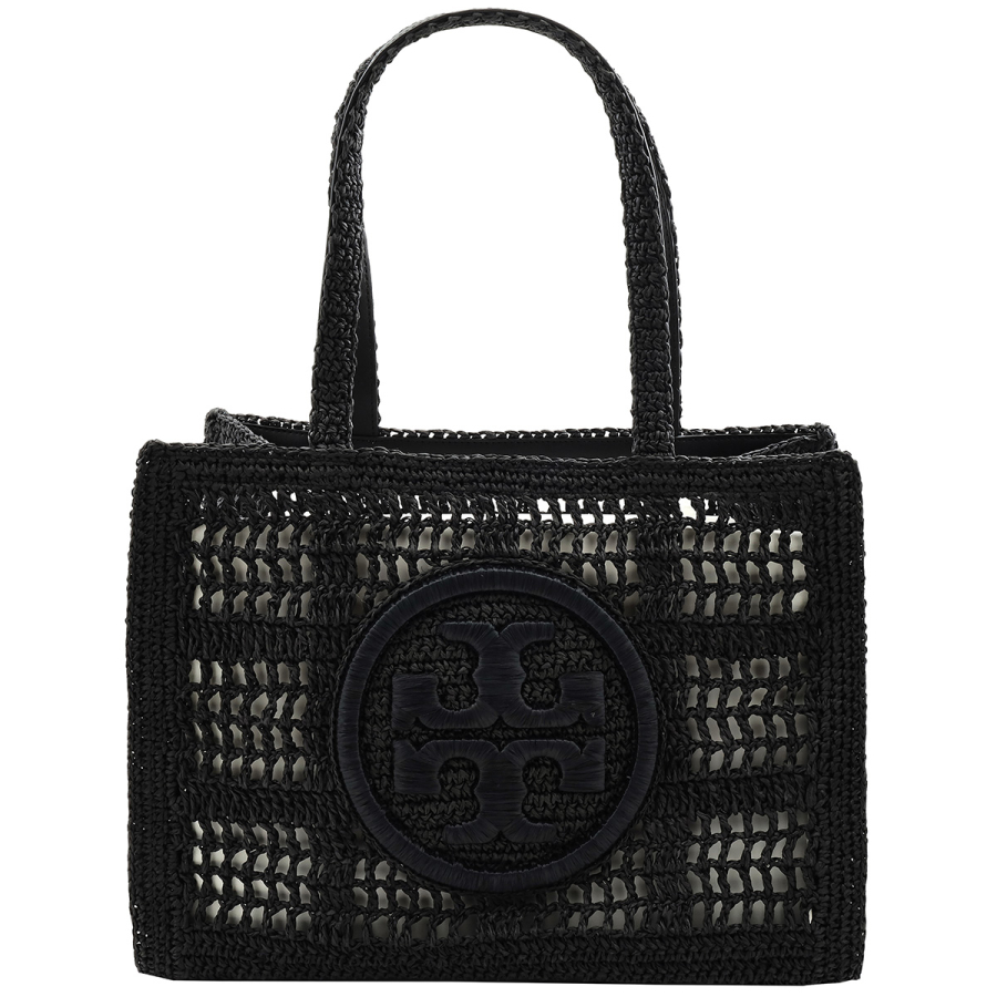 Tory Burch Ella Hand Crocheted Small Tote Black One Size