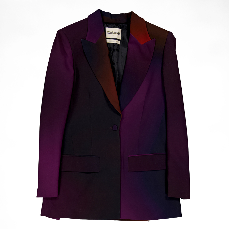 Roberto Cavalli Purple and Black Ombre Tailored Blazer